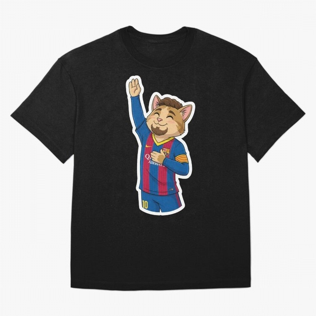 Fcb - Fc Barcelona | Cute Cat Messi with Jersey Barcelona Oversized T-Shirt Join Supporters Worldwide for the FIFA World Cup 2026 Group Stage Journey through Messi and Cristiano Ronaldo Highlights, Argentina and Brazil Pride, Supporter Pride,