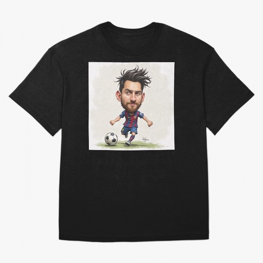 The Little Magician ¨C Caricature of Lionel Messi Oversized T-Shirt Celebrate the Magic of the FIFA World Cup 2026 Group Stage Journey through Messi, CR7 and Mbappe Highlights, Brazil, Portugal and Argentina Pride, Football History, Final Match