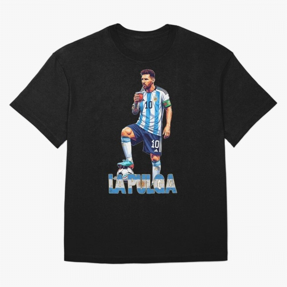 Messi the Flea Drinking Mate ¨C Unique Design by The Goat Classic T-Shirt Enjoy FIFA World Cup 2026 Spirit, Highlighting Argentina, CR7 and Messi, Supporter Pride, Iconic Celebrations, Legendary Names and Global Match Day Energy; Ideal for