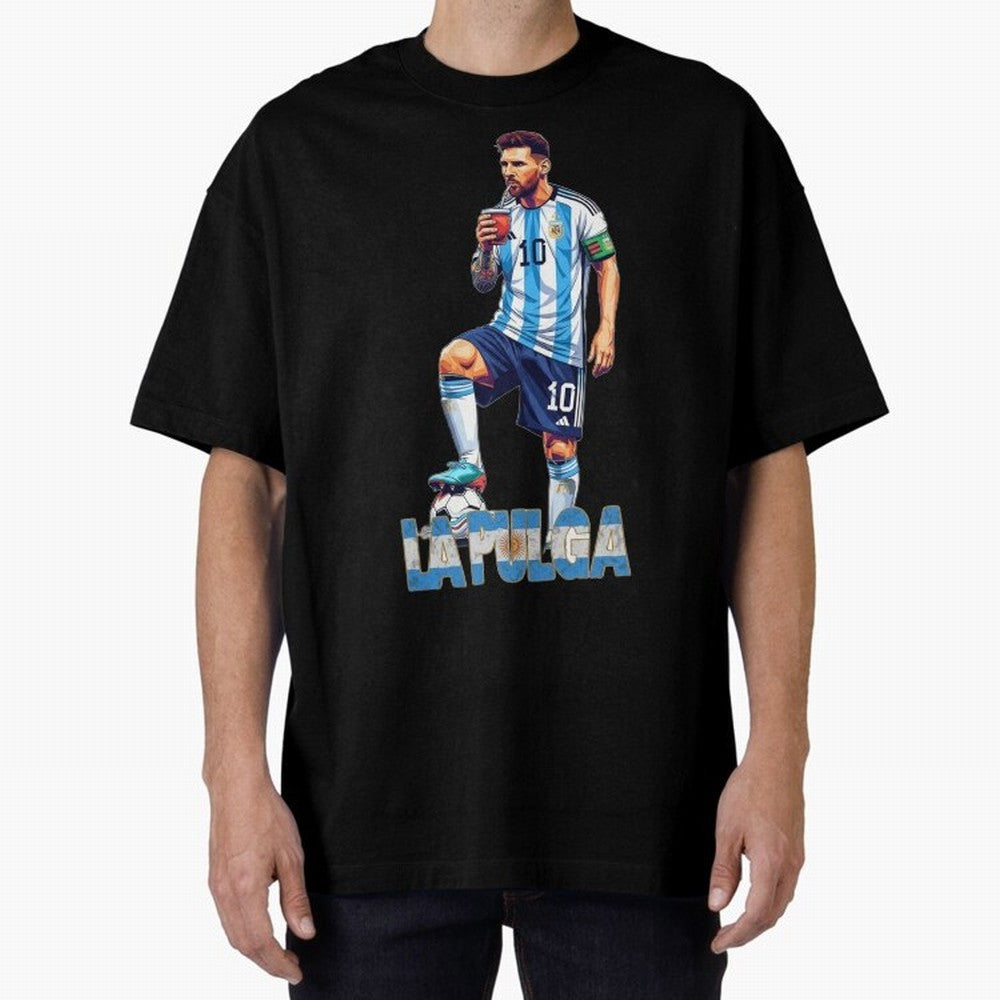 Messi the Flea Drinking Mate ¨C Unique Design by The Goat Classic T-Shirt Enjoy FIFA World Cup 2026 Spirit, Highlighting Argentina, CR7 and Messi, Supporter Pride, Iconic Celebrations, Legendary Names and Global Match Day Energy; Ideal for