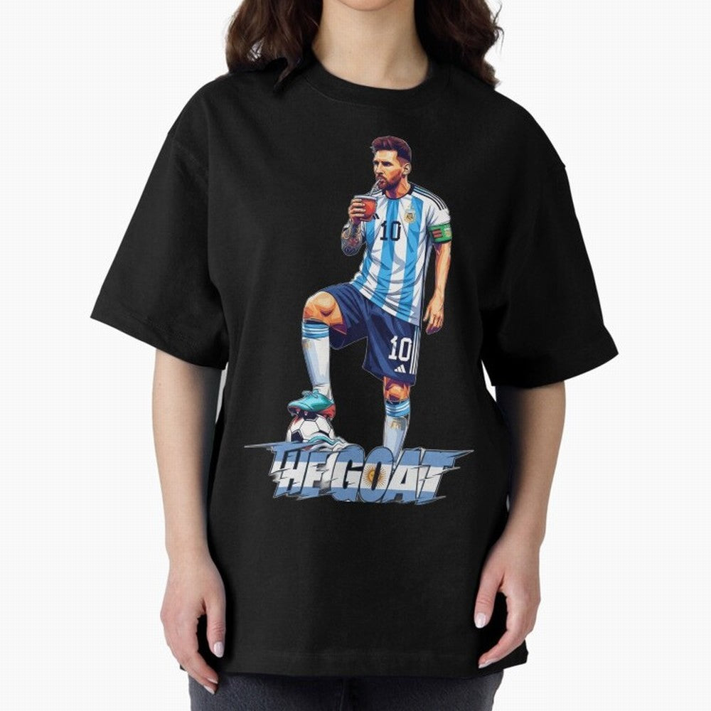 Messi Illustrated Style Drinking Mate ¨C Unique Design by The Goat Classic T-Shirt Represent Fans Who Live for FIFA World Cup 2026 Group Stage for Fans of Messi and Cristiano Ronaldo and Portugal, Bringing Champion Mindset, Group Stage Buzz,