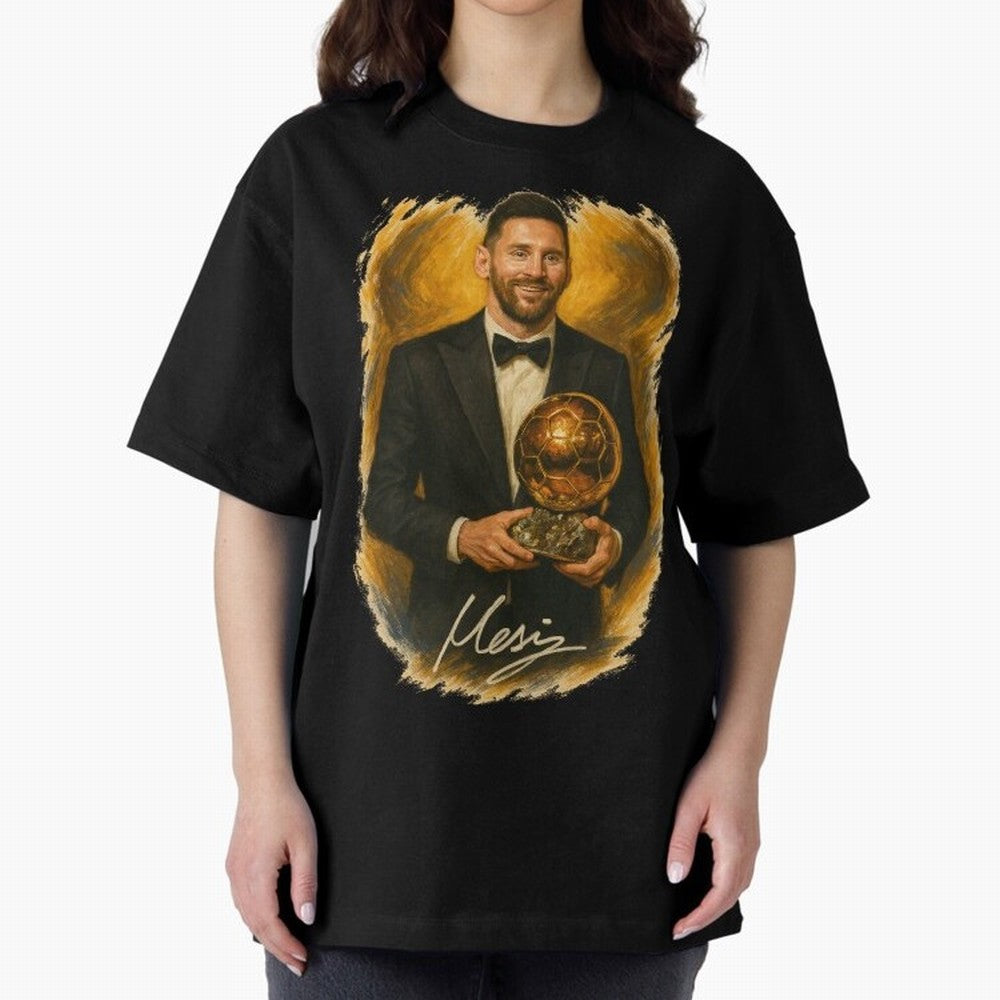 Lionel Messi Ballon d'Or Portrait ¨C Football Legend in Tuxedo Holding Trophy Classic T-Shirt Bring World Football Passion into Match Day Hype around FIFA World Cup 2026 USA Canada Mexico, Mbappe and Neymar, France and Portugal, Game Day Rituals,