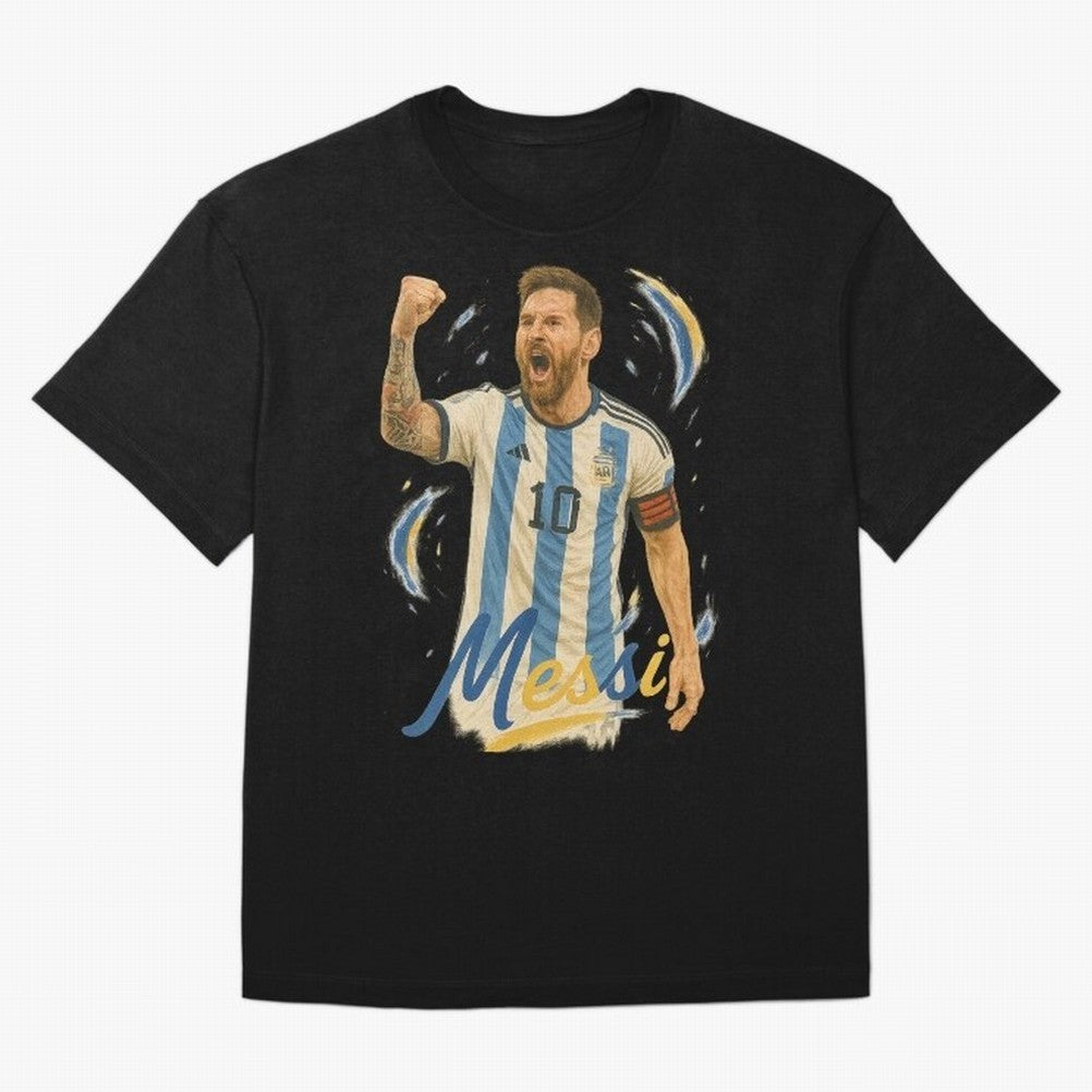 Lionel Messi Argentina Art ¨C Iconic World Cup Champion Tribute Design	 Oversized T-Shirt Celebrate the Next Chapter of Match Day Hype around FIFA World Cup 2026, Haaland, England, France and Netherlands, Goal Celebration Energy, Supporter