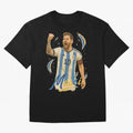 Lionel Messi Argentina Art ¨C Iconic World Cup Champion Tribute Design	 Oversized T-Shirt Celebrate the Next Chapter of Match Day Hype around FIFA World Cup 2026, Haaland, England, France and Netherlands, Goal Celebration Energy, Supporter