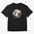 Football Soccer Ball Watercolor Illustration Drawing (Black BG) Oversized T-Shirt Carry the Dream of FIFA World Cup 2026 Group Stage Spirit, with Germany, Neymar, Championship Spirit, Famous Goals, Roaring Crowds and International Football Unity;