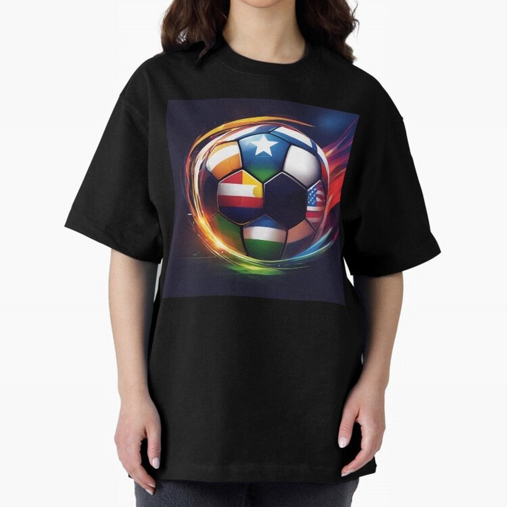 Soccer 2 Oversized T-Shirt Keep the Match Day Mood of FIFA World Cup 2026 USA Canada Mexico Spirit, Built around Argentina, Messi, CR7 and Mbappe, Goal Celebration Energy, Supporter Heritage, Football Icons and Worldwide Tournament Joy; Ideal for