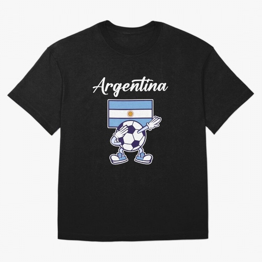 ARGENTINA - Dabbing Football Soccer Ball - ARGENTINA Oversized T-Shirt Bring International Match Energy to FIFA World Cup 2026 USA Canada Mexico for Fans of Messi, Neymar and Mbappe and Brazil, Bringing Game Day Rituals, Football Legends, Country