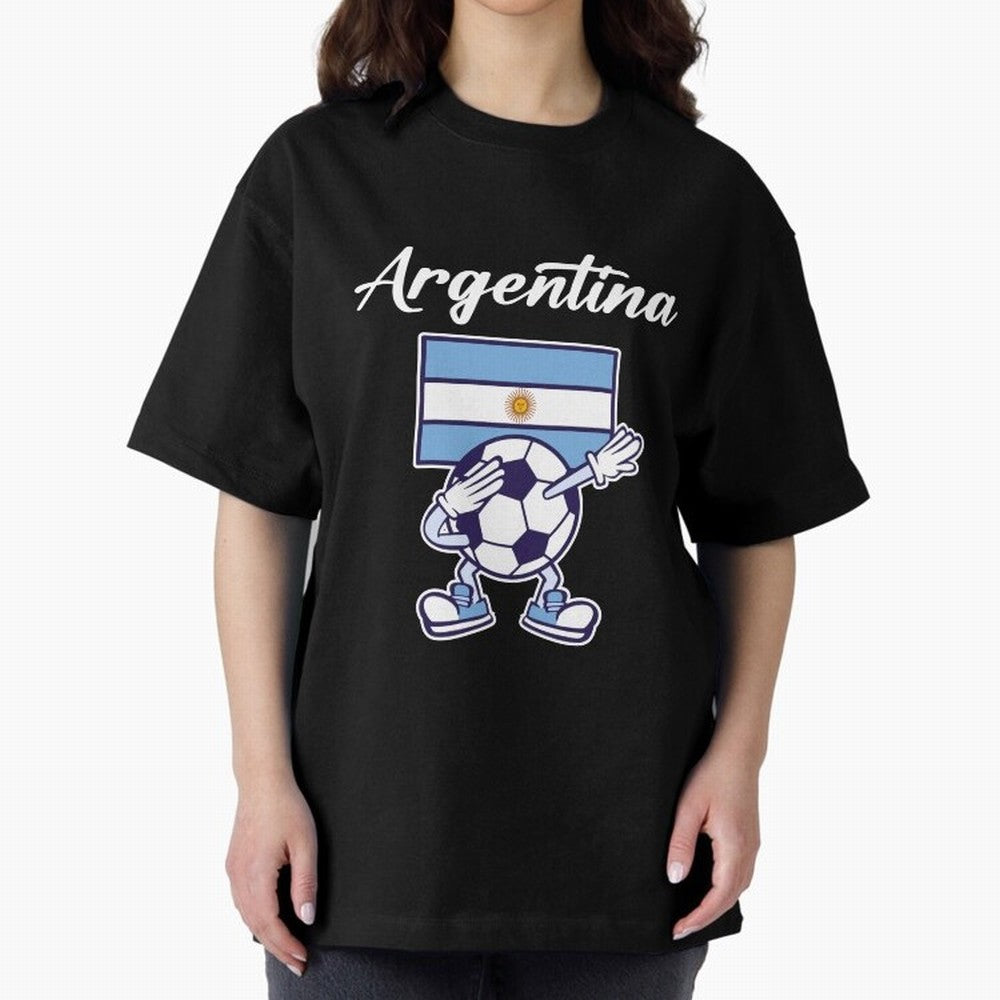 ARGENTINA - Dabbing Football Soccer Ball - ARGENTINA Oversized T-Shirt Bring International Match Energy to FIFA World Cup 2026 USA Canada Mexico for Fans of Messi, Neymar and Mbappe and Brazil, Bringing Game Day Rituals, Football Legends, Country