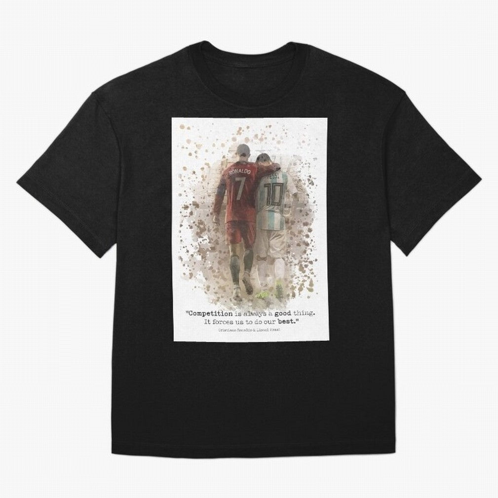 Cristiano Ronaldo Messi Soccer Quote Poster Oversized T-Shirt Bring Champion Energy into FIFA World Cup 2026 Group Stage Inspired by Haaland, Brazil, Portugal and Argentina Energy, Global Supporter Spirit, Legendary Goals, National Colors and