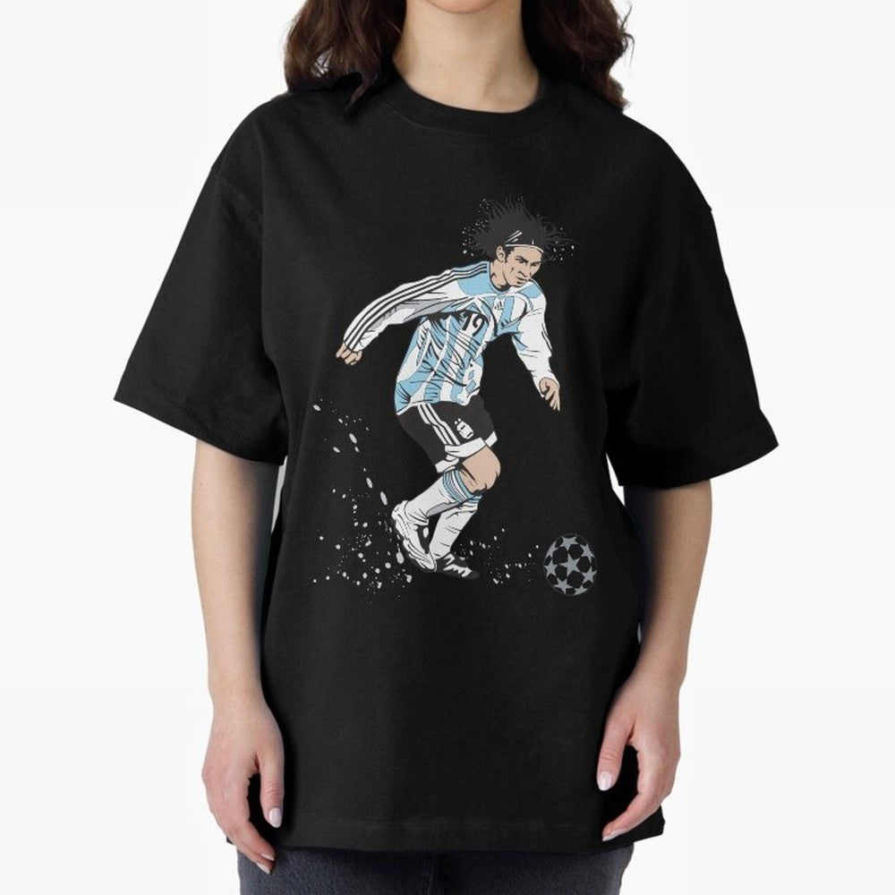 Lionel Messi runner Oversized T-Shirt Upgrade FIFA World Cup 2026 Featuring Cristiano Ronaldo, Haaland and CR7, Argentina and Brazil Energy, Global Supporter Spirit, Legendary Goals, National Colors and Tournament Celebration; Perfect for