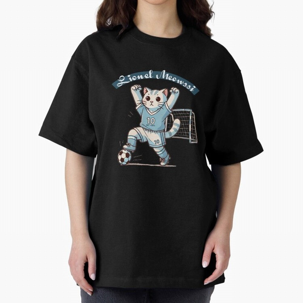 Lionel Meowssi Oversized T-Shirt Make Your Look Match Match Day Hype around FIFA World Cup 2026 USA Canada Mexico, CR7 and Messi, England and Germany, Stadium Chants, National Pride, Trophy Dreams and Unforgettable Football Memories; Great for