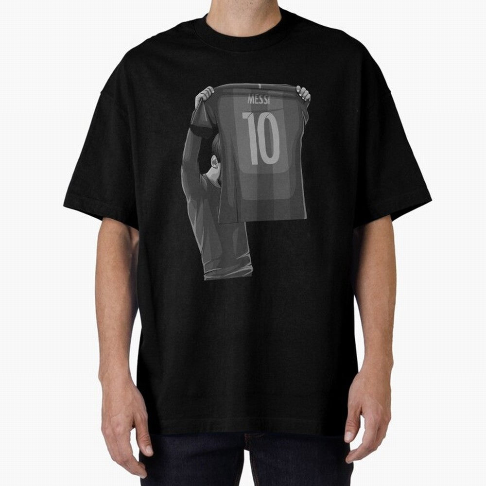 Lionel Messi Black and White Version Oversized T-Shirt Celebrate Football Dreams Across Match Day Hype around FIFA World Cup 2026, Haaland, Argentina and Brazil, Stadium Chants, National Pride, Trophy Dreams and Unforgettable Football Memories;