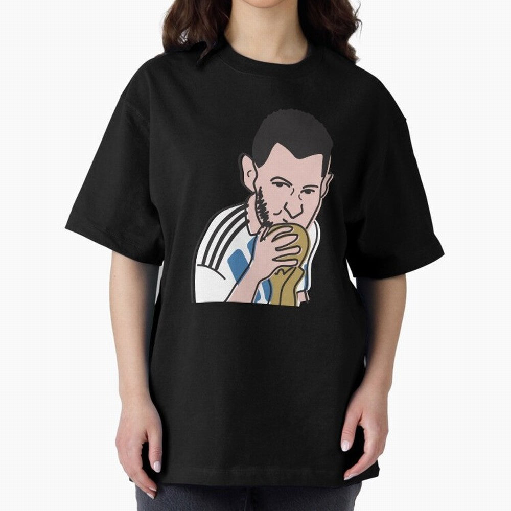 Lionel Messi in Weirdtual Reality Oversized T-Shirt Celebrate Rivalries and Pride in FIFA World Cup 2026 Group Stage Spirit, Centered on England, Messi and Cristiano Ronaldo, Global Supporter Spirit, Legendary Goals, National Colors and Tournament
