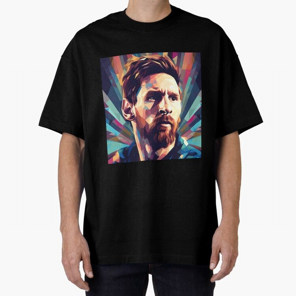 Lionel Messi Portrait Abstract Digital Art, Football Player Classic T-Shirt Feel International Energy from FIFA World Cup 2026 for Fans of CR7 and Messi and Argentina, France and Brazil, Bringing Fan Favorite Moments, National Team Passion, Big