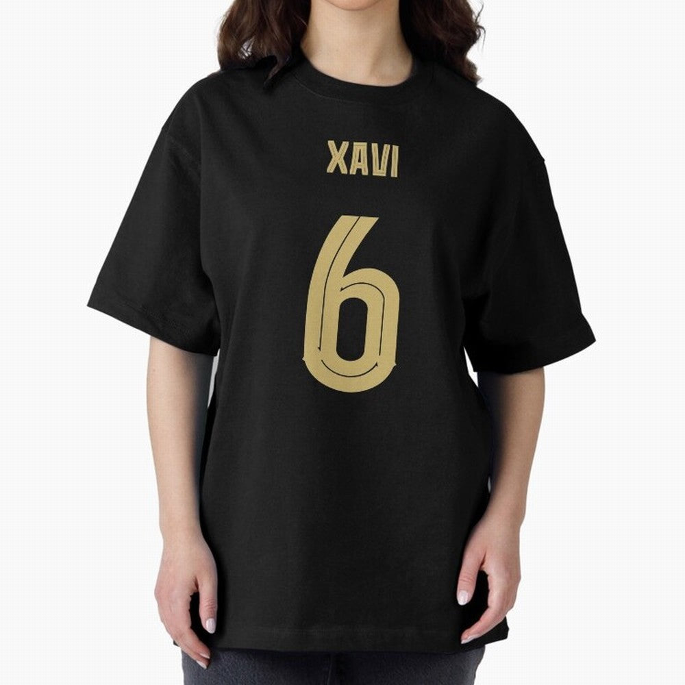 Xavi 6 Barcelona Oversized T-Shirt Honor FIFA World Cup 2026 for Fans of Mbappe and Spain and Netherlands, Bringing Goal Celebration Energy, Supporter Heritage, Football Icons and Worldwide Tournament Joy; Built for Supporters Chasing Trophy