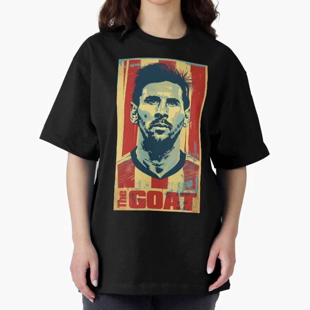 Messi The GOAT Graphic poster design Premium T-Shirt Show Your Tournament Heart for FIFA World Cup 2026 Group Stage Built around Messi, Portugal, Spain and Germany Energy, Sports Nostalgia, International Competition, Famous Players and