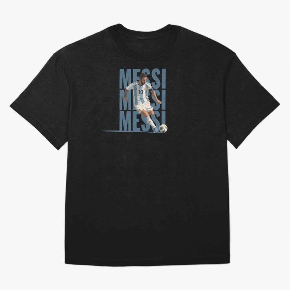 Messi in action Minimalist Graphic Premium T-Shirt Celebrate the Magic of FIFA World Cup 2026 USA Canada Mexico with Mbappe and Neymar, Portugal, Spain and Germany Energy, Championship Spirit, Famous Goals, Roaring Crowds and International Football