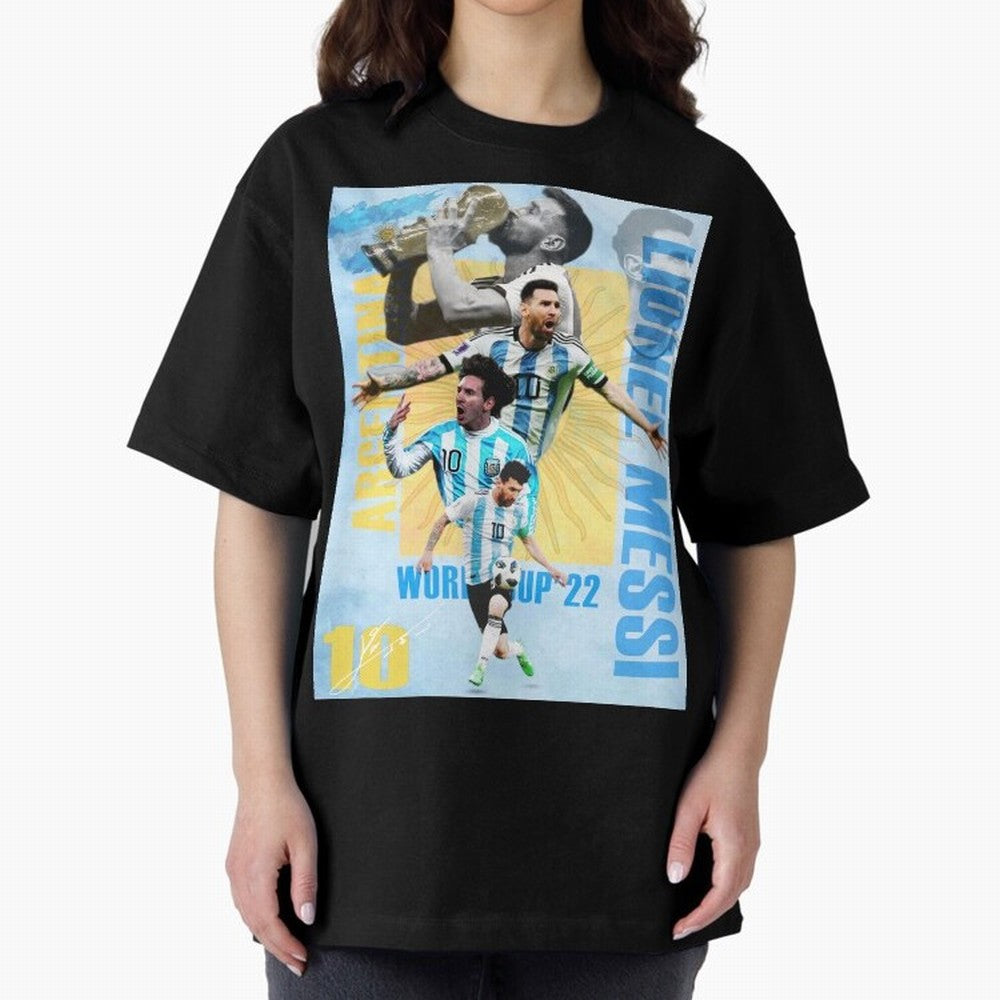 Lionel Messi Argentina World Cup Victory Poster - 2022 Soccer Champion Wall Art Premium T-Shirt Cheer for FIFA World Cup 2026 for Fans of Neymar and Netherlands, Bringing Football Passion, Legendary Performances, Festival Vibes and Supporter