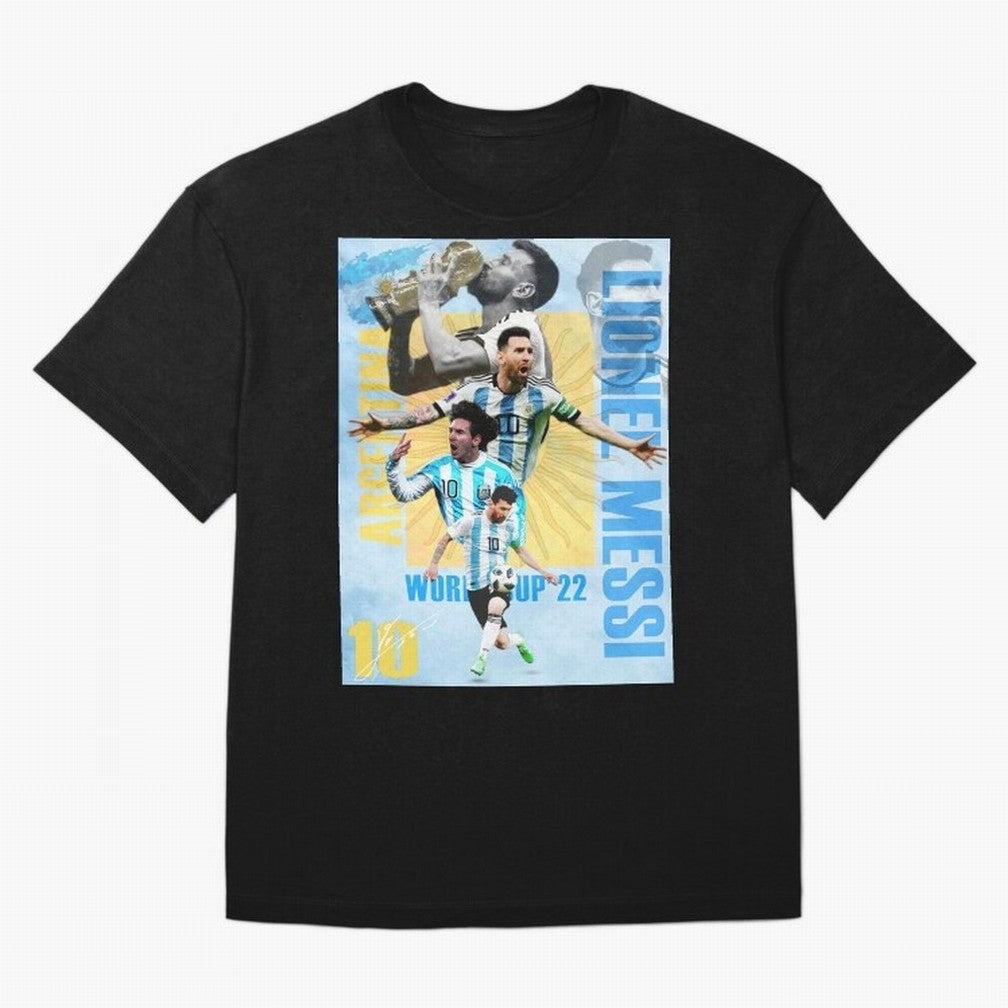 Lionel Messi Argentina World Cup Victory Poster - 2022 Soccer Champion Wall Art Premium T-Shirt Cheer for FIFA World Cup 2026 for Fans of Neymar and Netherlands, Bringing Football Passion, Legendary Performances, Festival Vibes and Supporter
