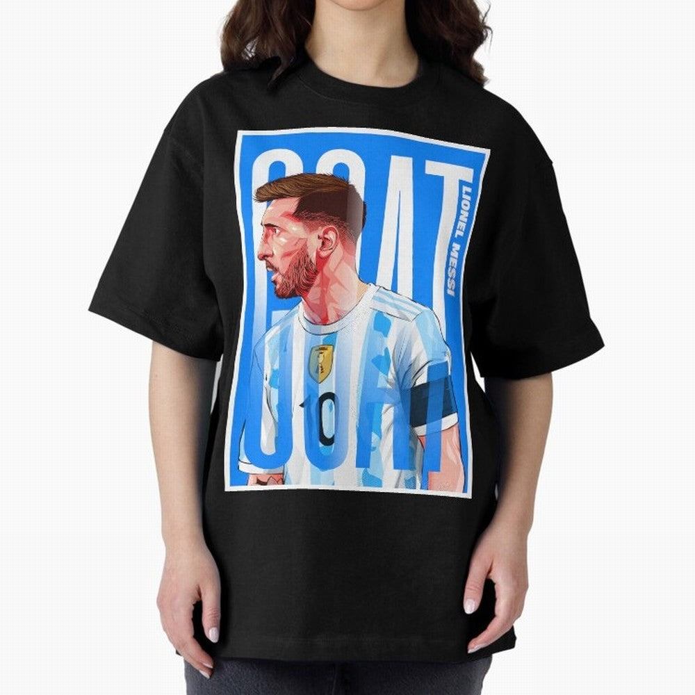 Lionel Messi The GOAT Illustration artwork Premium T-Shirt Show Up for the Glory of FIFA World Cup 2026 Group Stage for Fans of Mbappe and Netherlands, Bringing Football History, Final Match Energy, Crowd Noise and Once in a Lifetime Moments;