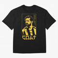 Lionel Messi Golden Style Portrait art illustration Premium T-Shirt Relive Global Football Passion for FIFA World Cup 2026, Capturing Cristiano Ronaldo, Spain and Netherlands, Retro Football Energy, Iconic Rivalries, Trophy Chase Drama and Stadium
