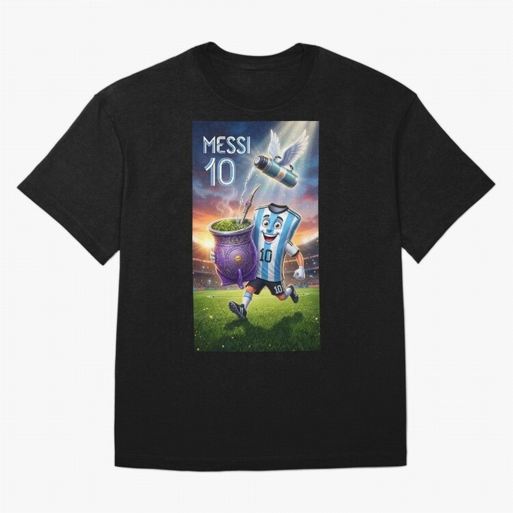 Messi 10 & Mate Magic ¨C The Soul of Argentine Football - Argentina Football Mate Mascot - Messi 10 Soccer Fan Art Oversized T-Shirt Step into FIFA World Cup 2026 USA Canada Mexico for Fans of Messi, Neymar and Mbappe and Netherlands, Bringing