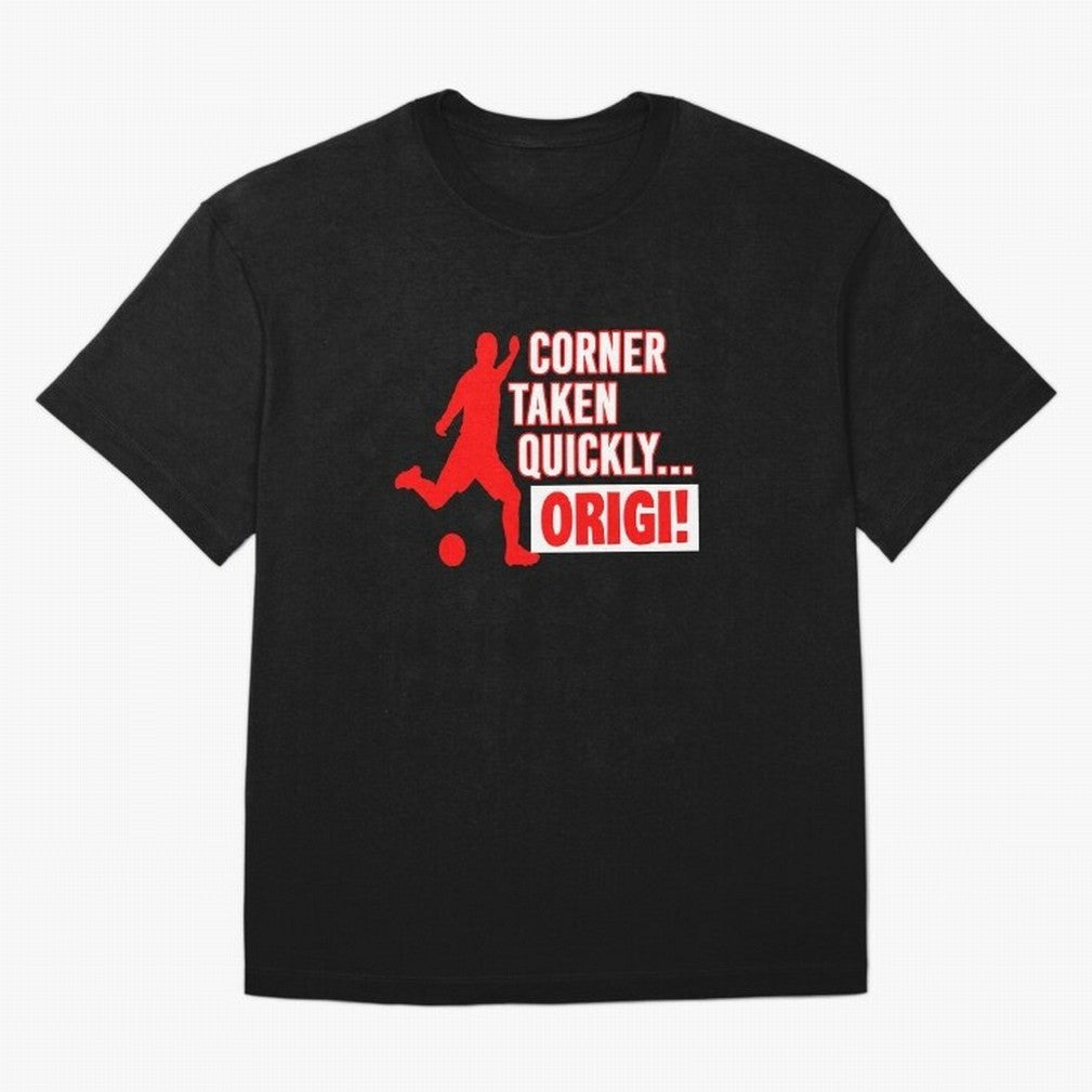 Corner Taken Quickly Origi (Red) Essential T-Shirt Turn Up for Match Day Hype around FIFA World Cup 2026, CR7, Argentina, France and Brazil, Fan Favorite Moments, National Team Passion, Big Match Drama and Soccer History; Ideal for Football Dads,