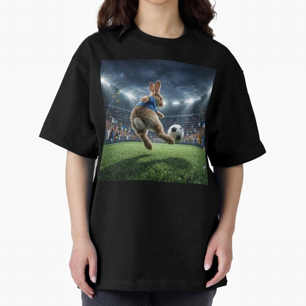 Rabbit Is Veritable Messi on the Soccer Pitch Oversized T-Shirt Honor FIFA World Cup 2026 Spirit, Highlighting England, France and Netherlands, Mbappe and Neymar, Stadium Chants, National Pride, Trophy Dreams and Unforgettable Football Memories;