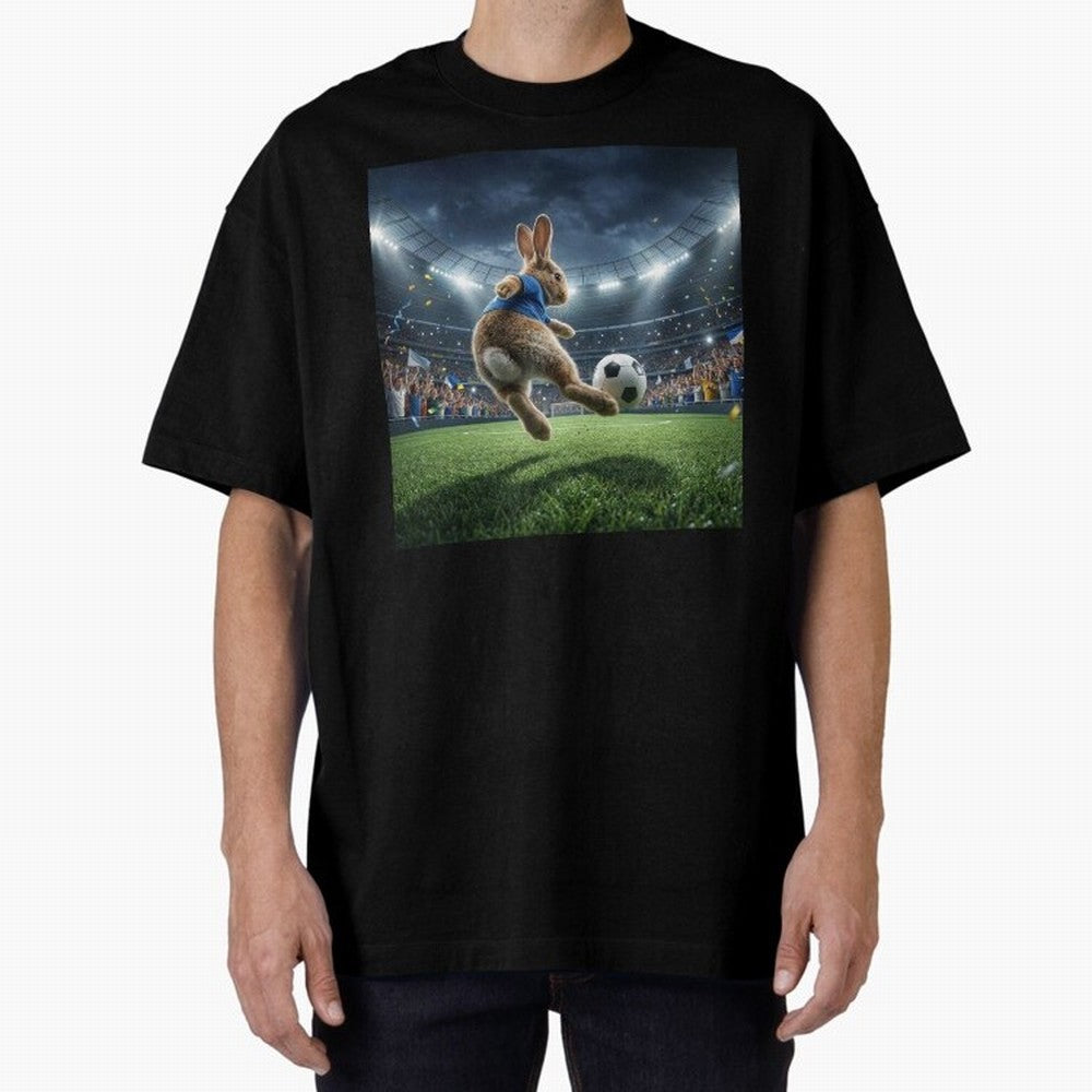 Rabbit Is Veritable Messi on the Soccer Pitch Oversized T-Shirt Honor FIFA World Cup 2026 Spirit, Highlighting England, France and Netherlands, Mbappe and Neymar, Stadium Chants, National Pride, Trophy Dreams and Unforgettable Football Memories;