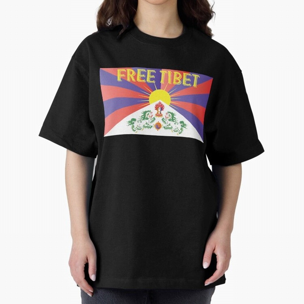 Free Tibet Movement Oversized T-Shirt Celebrate Golden Goal Energy in FIFA World Cup 2026 Group Stage Centered on Messi, CR7 and Mbappe, France and Portugal Energy, Retro Football Energy, Iconic Rivalries, Trophy Chase Drama and Stadium Atmosphere;