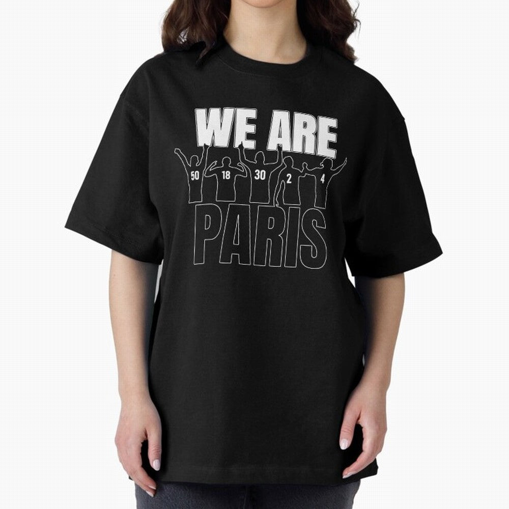 We are Paris Oversized T-Shirt Celebrate Golden Goal Energy in Global Football Passion for FIFA World Cup 2026 Group Stage, Featuring Messi, CR7 and Mbappe, Spain, Champion Mindset, Group Stage Buzz, Knockout Tension and Passionate Fan Culture;