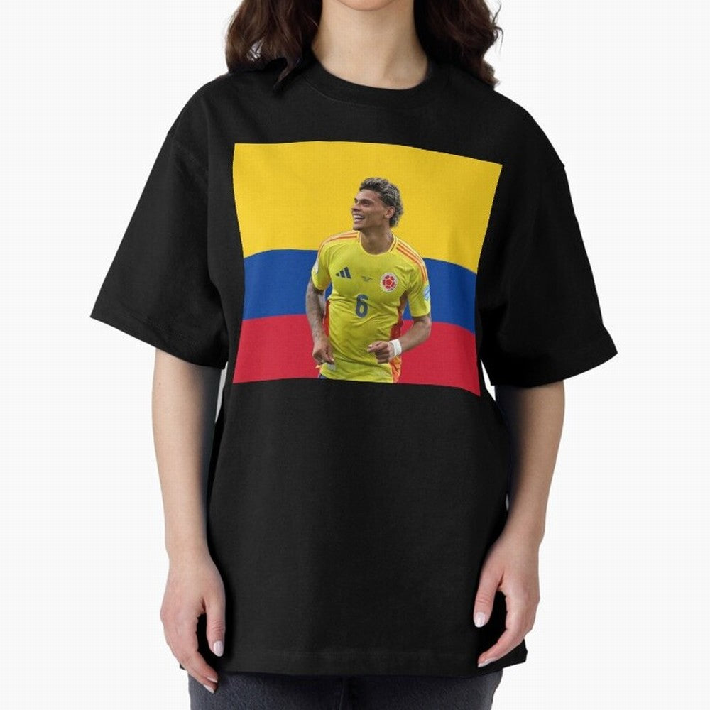 Richard Rios Colombian Flag Oversized T-Shirt Spotlight the FIFA World Cup 2026 USA Canada Mexico Journey through Messi and Cristiano Ronaldo Highlights, Brazil Pride, Goal Celebration Energy, Supporter Heritage, Football Icons and Worldwide