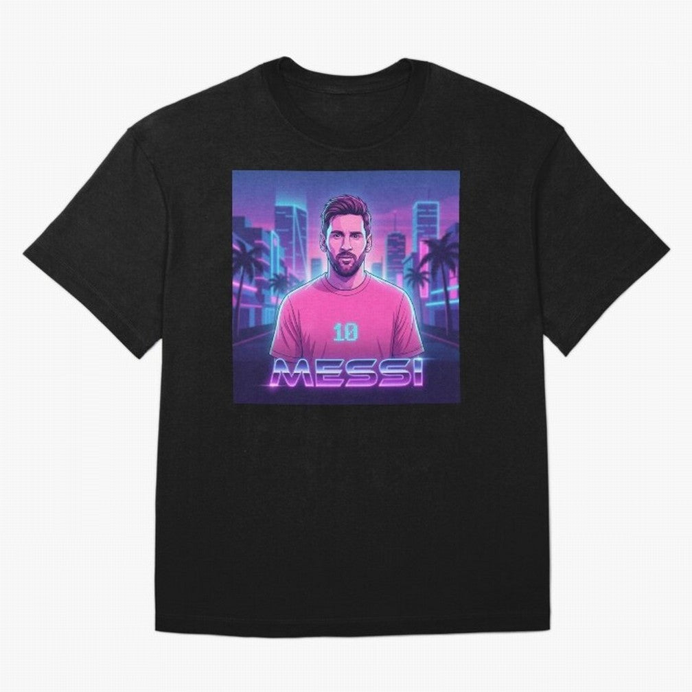 Inter Miami? Football Legend Messi Cyberpunk Retro Futurist Design (Version 2) Classic T-Shirt Carry FIFA World Cup 2026 Group Stage Featuring Neymar, Haaland and Cristiano Ronaldo, Argentina Energy, Football History, Final Match Energy, Crowd