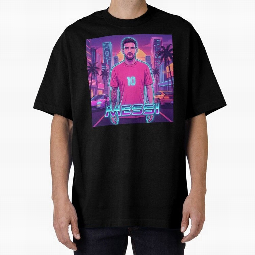 Inter Miami? Football Legend Messi Cyberpunk Retro Futurist Design (Version 3) Classic T-Shirt Spotlight the FIFA World Cup 2026 USA Canada Mexico Journey through Mbappe Highlights, Argentina Pride, Game Day Rituals, Football Legends, Country Pride