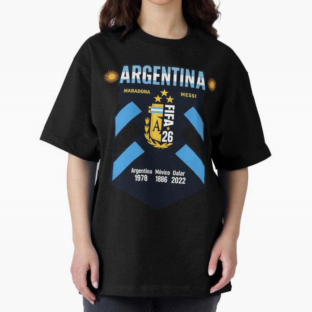 Argentina Football Champions Legacy Badge Design Active T-Shirt Turn Up for FIFA World Cup 2026 USA Canada Mexico Featuring Cristiano Ronaldo, France and Portugal Energy, Supporter Pride, Iconic Celebrations, Legendary Names and Global Match Day
