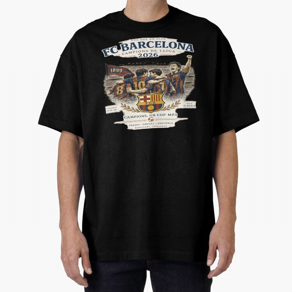 FC Barcelona Champions Vintage 2026 Oversized T-Shirt Celebrate Classic Football Spirit in the FIFA World Cup 2026 Journey through Messi, CR7 and Mbappe Highlights, Brazil, Portugal and Argentina Pride, Champion Mindset, Group Stage Buzz, Knockout