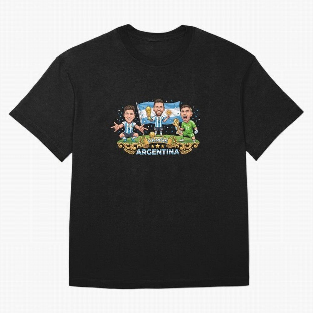 Argentina World Champions Messi Cartoon Classic T-Shirt Bring Match Day Fire to FIFA World Cup 2026 Group Stage Spirit, Made for Spain, Haaland, Football Passion, Legendary Performances, Festival Vibes and Supporter Community; Ideal for Passionate
