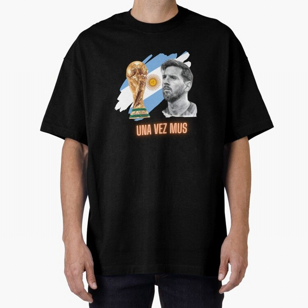 Messi in World Cup 2026 Oversized T-Shirt Represent the FIFA World Cup 2026 Group Stage Journey through Haaland and Mbappe Highlights, Germany Pride, Stadium Memories, Football Loyalty, International Chants and Championship Tradition; Made for