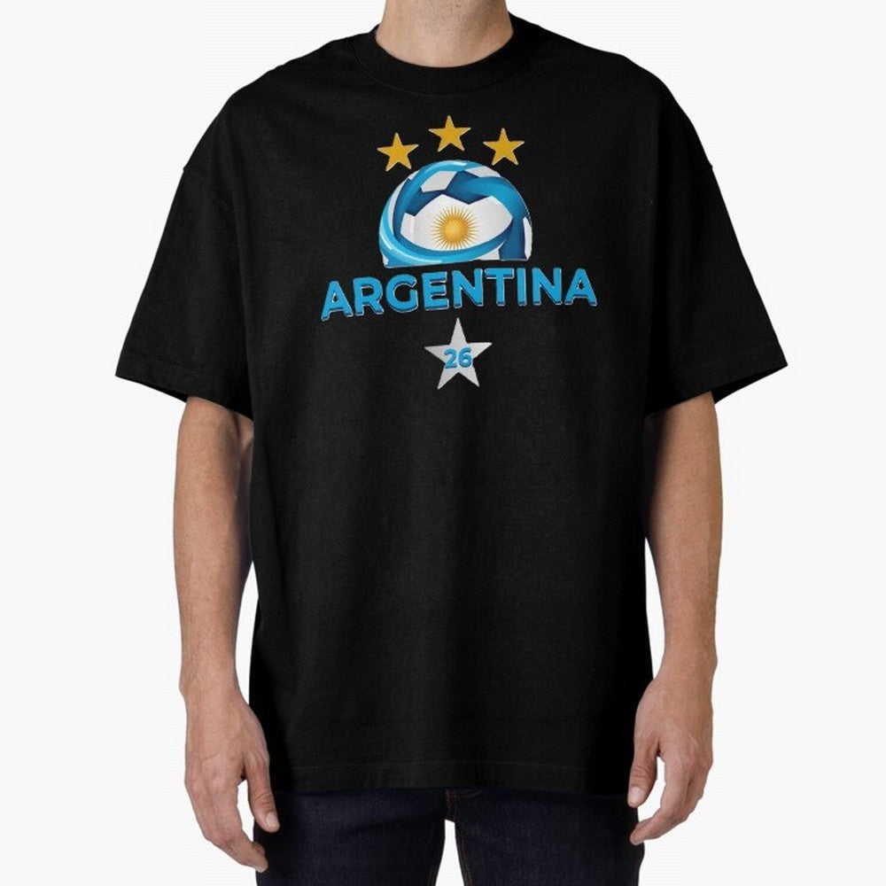 Argentina 2026 Stars Oversized T-Shirt Spotlight Global Football Passion for FIFA World Cup 2026 Group Stage, Centered on Haaland and Mbappe, Spain and Netherlands, Stadium Chants, National Pride, Trophy Dreams and Unforgettable Football Memories;