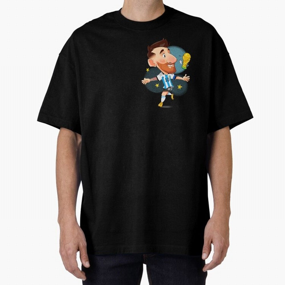 Messi GOAT Oversized T-Shirt Experience the Global Stage of FIFA World Cup 2026 Spirit, Connected to Argentina, Messi, Neymar and Mbappe, Goal Celebration Energy, Supporter Heritage, Football Icons and Worldwide Tournament Joy; Ideal for Fans Who