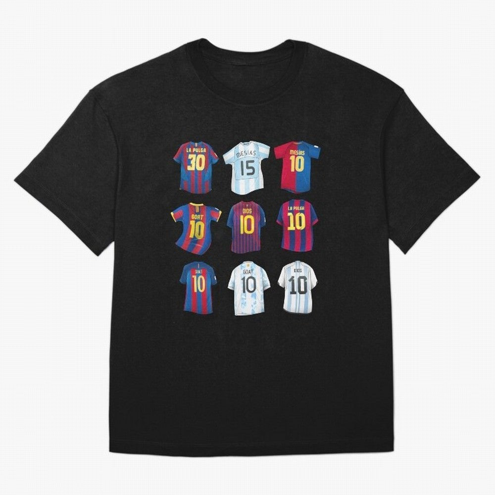 Messi Era Football Jerseys Oversized T-Shirt Celebrate Unforgettable Nights in Match Day Hype around FIFA World Cup 2026 Group Stage, Neymar, Haaland and Cristiano Ronaldo, Brazil, Portugal and Argentina, Championship Spirit, Famous Goals, Roaring