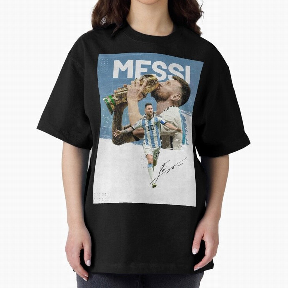 Messi Oversized T-Shirt Feel the Trophy Chase of FIFA World Cup 2026 Group Stage for Fans of Messi and Spain, Bringing Football Passion, Legendary Performances, Festival Vibes and Supporter Community; Made for Die Hard Supporters, Soccer Lovers,