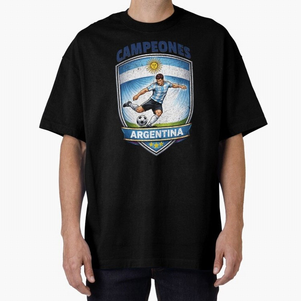 Argentina Vintage Soccer Badge - Campeones 3 Stars Essential T-Shirt Follow the Final Road of Match Day Hype around FIFA World Cup 2026, Cristiano Ronaldo, Haaland and CR7, Netherlands, Sports Nostalgia, International Competition, Famous Players