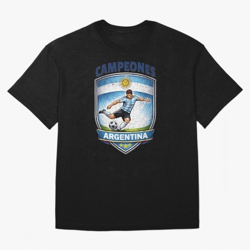Argentina Vintage Soccer Badge - Campeones 3 Stars Essential T-Shirt Follow the Final Road of Match Day Hype around FIFA World Cup 2026, Cristiano Ronaldo, Haaland and CR7, Netherlands, Sports Nostalgia, International Competition, Famous Players