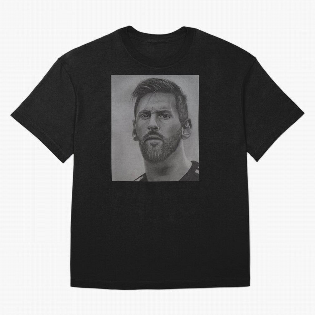 Messi Focused Portrait Art Classic T-Shirt Keep the Match Day Mood of FIFA World Cup 2026 Group Stage Spirit, Made for Argentina and Brazil, Messi, Football Festival Excitement, Trophy Ambitions, Country Rivalries and Star Player Buzz; Great for