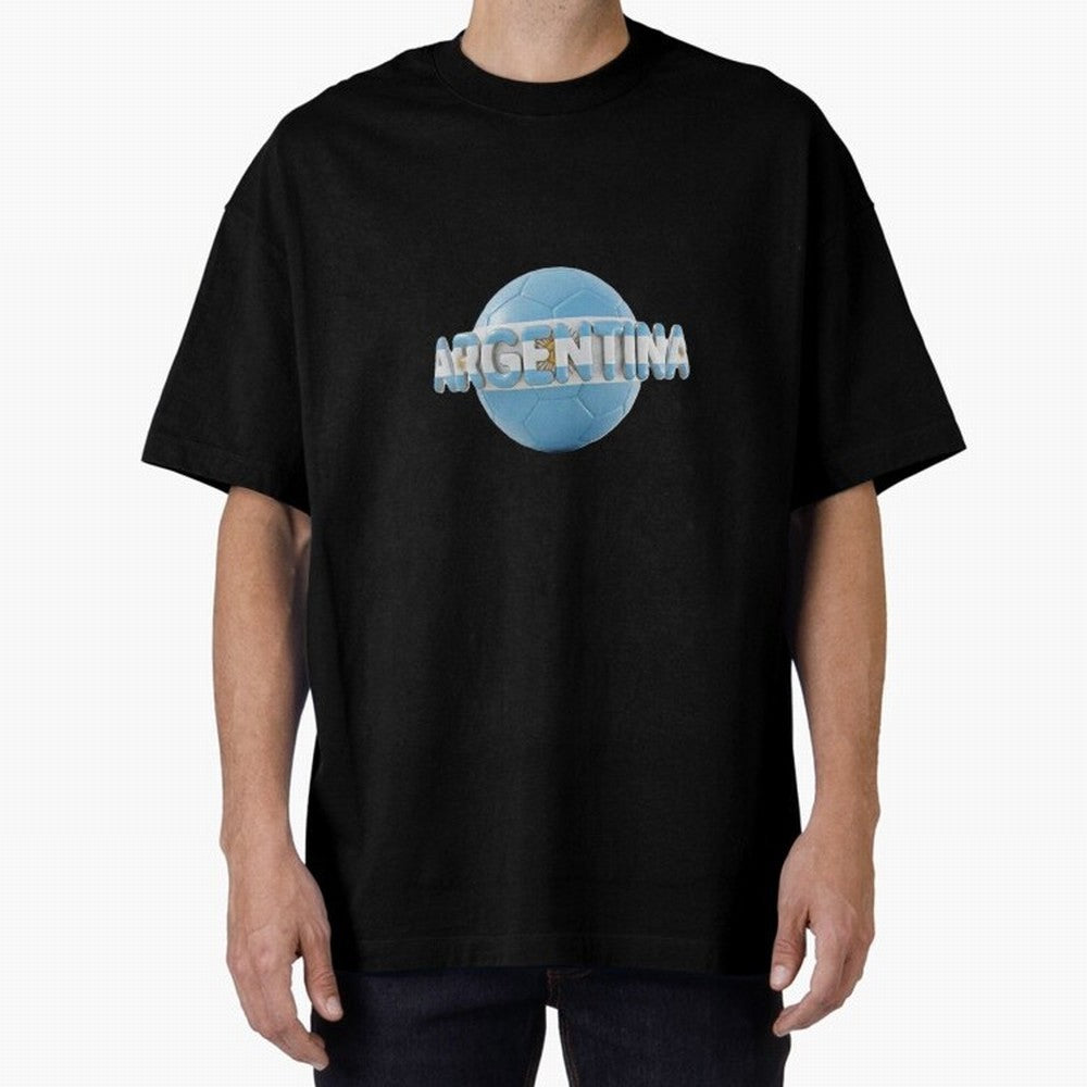 Argentina Soccer World Cup Oversized T-Shirt Follow the Final Road of FIFA World Cup 2026 USA Canada Mexico Spirit, with Argentina and Brazil, CR7 and Messi, Champion Mindset, Group Stage Buzz, Knockout Tension and Passionate Fan Culture; Perfect