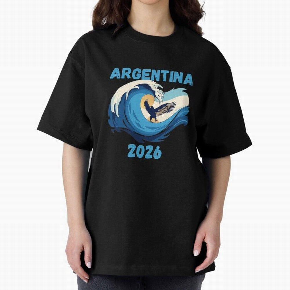 Camiseta y Calcoman¨ªa Argentina - Dise?o Bandera Albiceleste para Hinchas. Oversized T-Shirt Celebrate Football Heritage in FIFA World Cup 2026 Capturing Neymar, France Energy, Supporter Pride, Iconic Celebrations, Legendary Names and Global Match