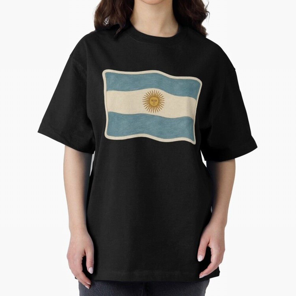 Argentina Flag Classic Sun of May National Design Classic T-Shirt Cheer through Every Moment of FIFA World Cup 2026 USA Canada Mexico Connected to Messi and Cristiano Ronaldo, France Energy, Retro Football Energy, Iconic Rivalries, Trophy Chase