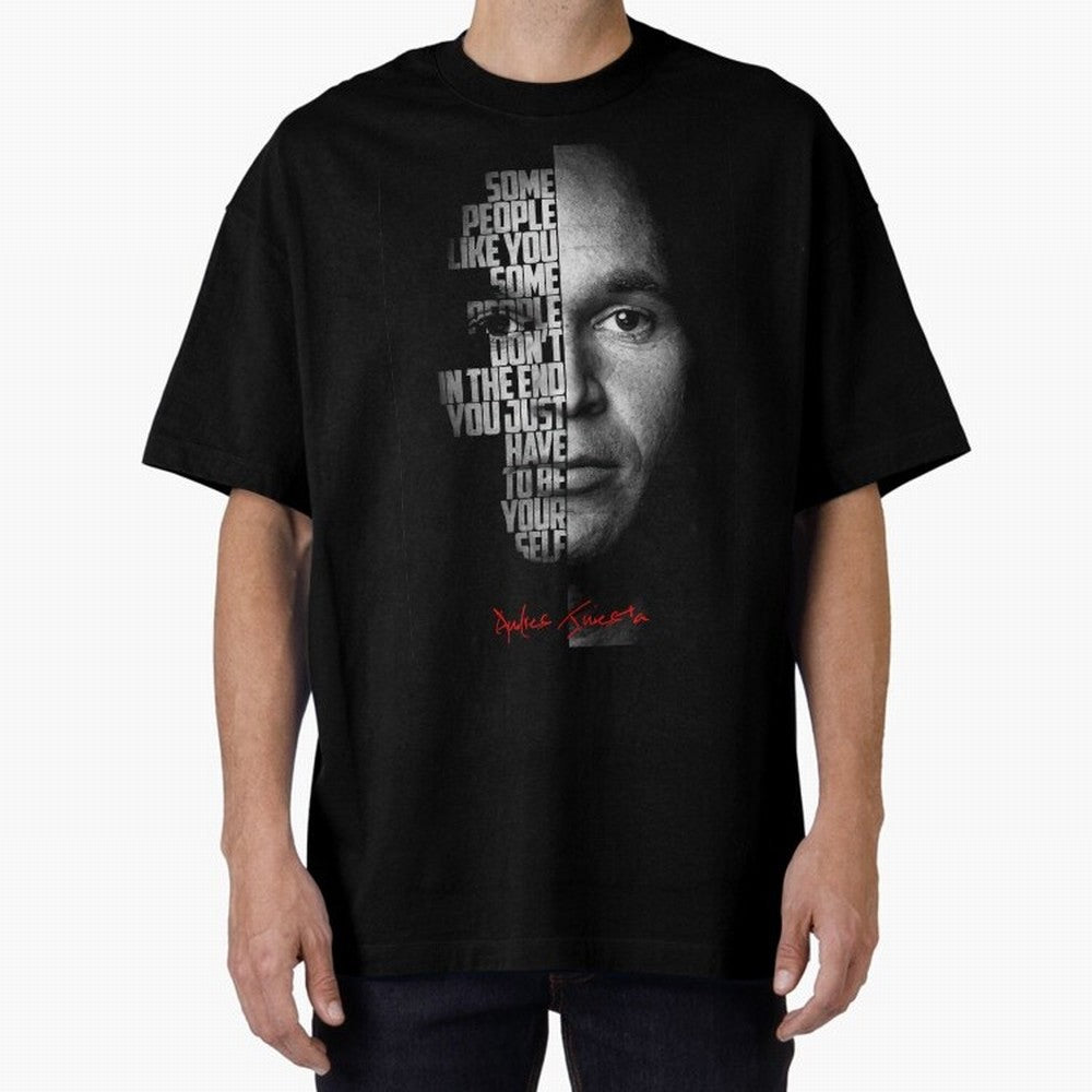 Black and white Andres Iniesta Quote. Oversized T-Shirt Celebrate Classic Football Spirit in FIFA World Cup 2026 Driven by Mbappe, Brazil, Portugal and Argentina Energy, Football Passion, Legendary Performances, Festival Vibes and Supporter