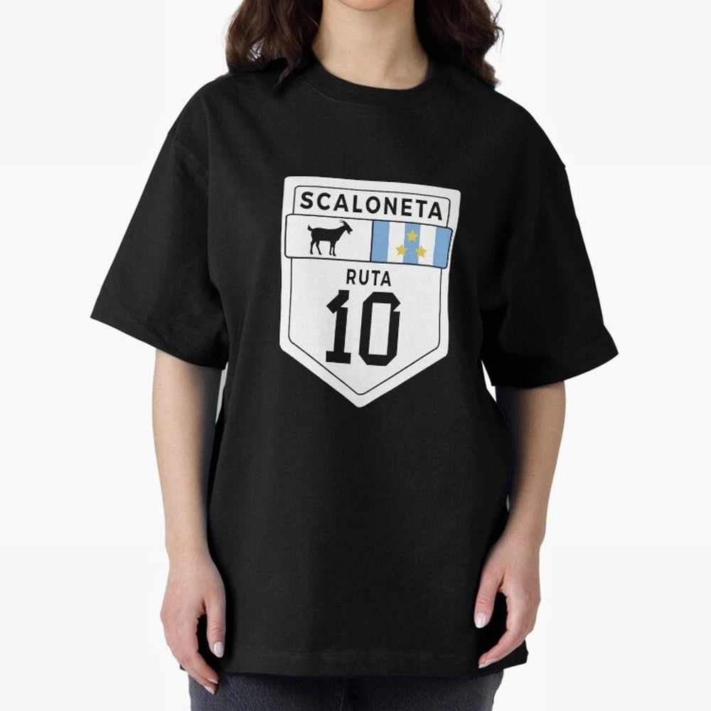 Scaloneta - Messi 10 - Goat Oversized T-Shirt Experience Global Football Passion for FIFA World Cup 2026 USA Canada Mexico, Filled with CR7 and Messi, Germany, Football Festival Excitement, Trophy Ambitions, Country Rivalries and Star Player Buzz;
